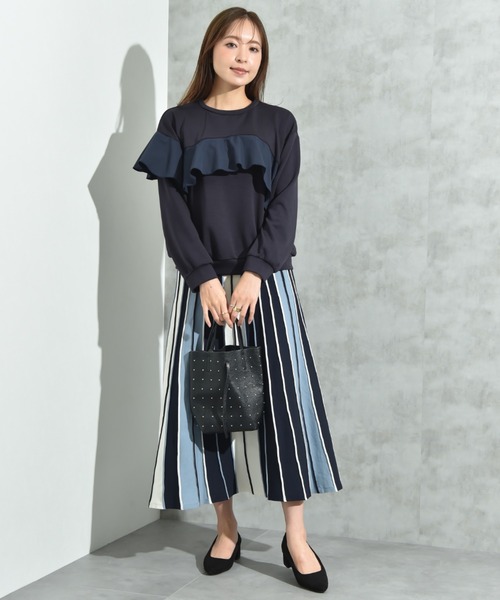 INTERPLANET（インタープラネット）の「スポンジリバーアシメフリルプルオーバー（Tシャツ/カットソー・レディース・ネイビー/ブラック/グレー・FREE）」の16枚目の写真