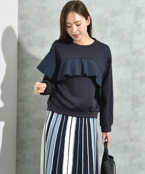 INTERPLANET（インタープラネット）の「スポンジリバーアシメフリルプルオーバー（Tシャツ/カットソー・レディース・ネイビー/ブラック/グレー・FREE）」の13枚目の写真