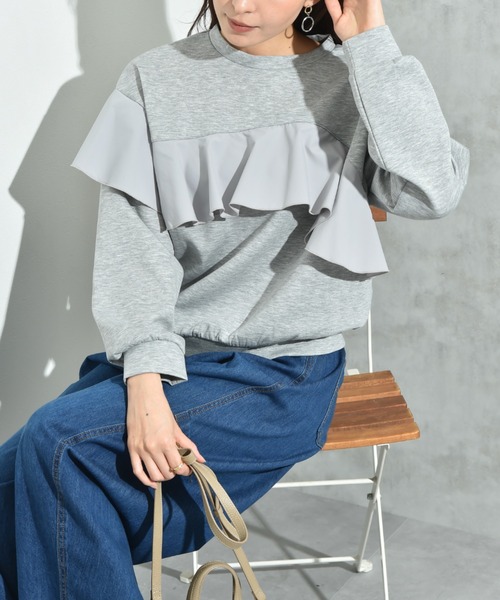 INTERPLANET（インタープラネット）の「スポンジリバーアシメフリルプルオーバー（Tシャツ/カットソー・レディース・ネイビー/ブラック/グレー・FREE）」の21枚目の写真