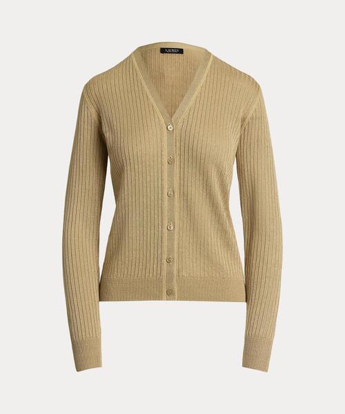 ローレン ラルフ ローレン LAUREN RALPH LAUREN リブニット リネンブレンド Vネック カーディガン （001ブラック） ローレン ラルフ ローレン LAUREN RALPH LAUREN リブニット