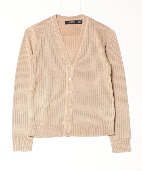 LAUREN RALPH LAUREN / ローレン ラルフ ローレン リブニット リネンブレンド Vネック カーディガン リブニット リネンブレンド Vネック カーディガン | ラルフ