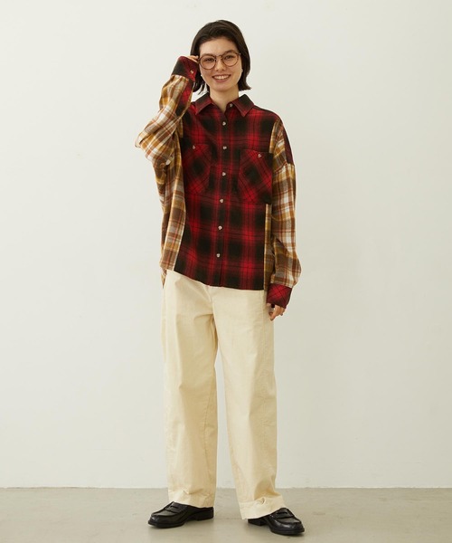 MILKFED.(ミルクフェド)の「WASHED PANEL SHIRT(シャツ/ブラウス・レディース・レッド/イエロー/オレンジ・ONE SIZE)」の5枚目の写真