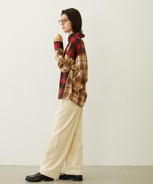 MILKFED.(ミルクフェド)の「WASHED PANEL SHIRT(シャツ/ブラウス・レディース・レッド/イエロー/オレンジ・ONE SIZE)」の6枚目の写真