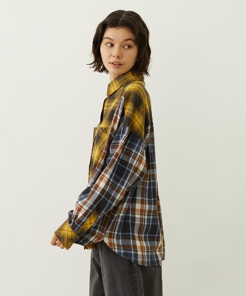 MILKFED.(ミルクフェド)の「WASHED PANEL SHIRT(シャツ/ブラウス・レディース・レッド/イエロー/オレンジ・ONE SIZE)」の12枚目の写真