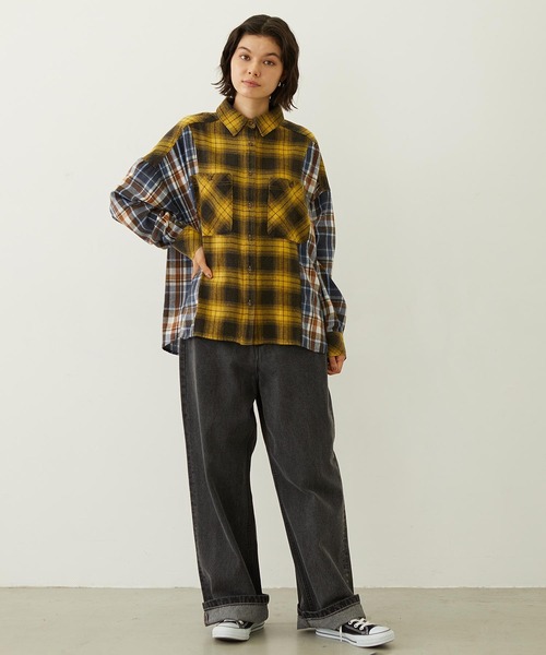 MILKFED.(ミルクフェド)の「WASHED PANEL SHIRT(シャツ/ブラウス・レディース・レッド/イエロー/オレンジ・ONE SIZE)」の13枚目の写真