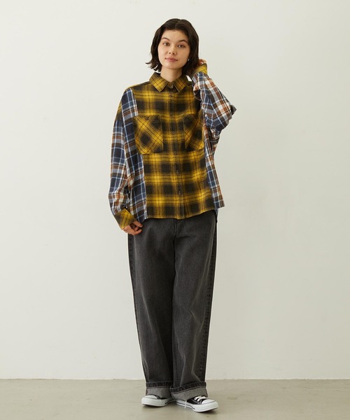 MILKFED.(ミルクフェド)の「WASHED PANEL SHIRT(シャツ/ブラウス・レディース・レッド/イエロー/オレンジ・ONE SIZE)」の14枚目の写真