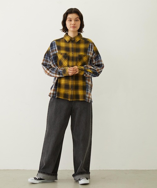 MILKFED.(ミルクフェド)の「WASHED PANEL SHIRT(シャツ/ブラウス・レディース・レッド/イエロー/オレンジ・ONE SIZE)」の15枚目の写真
