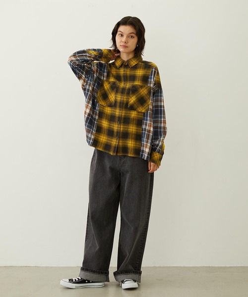 MILKFED.(ミルクフェド)の「WASHED PANEL SHIRT(シャツ/ブラウス・レディース・レッド/イエロー/オレンジ・ONE SIZE)」の17枚目の写真