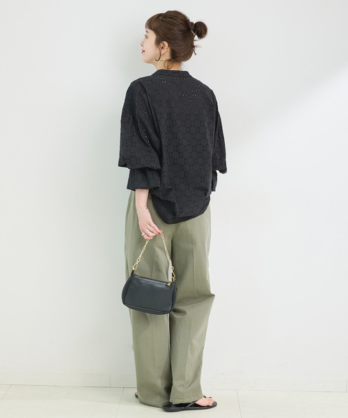 B.C STOCK(ベーセーストック)の「手洗い可 / シフリーブラウス(シャツ/ブラウス・レディース・ブラック/アイボリー・FREE)」の6枚目の写真