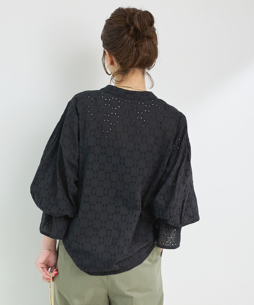 B.C STOCK(ベーセーストック)の「手洗い可 / シフリーブラウス(シャツ/ブラウス・レディース・ブラック/アイボリー・FREE)」の9枚目の写真