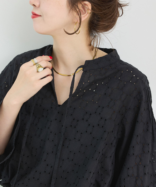 B.C STOCK(ベーセーストック)の「手洗い可 / シフリーブラウス(シャツ/ブラウス・レディース・ブラック/アイボリー・FREE)」の10枚目の写真