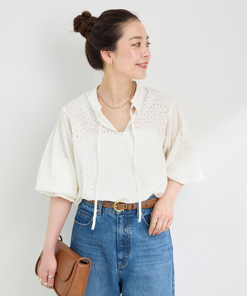 B.C STOCK(ベーセーストック)の「手洗い可 / シフリーブラウス(シャツ/ブラウス・レディース・ブラック/アイボリー・FREE)」の15枚目の写真