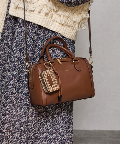 Ungrid(アングリッド)の「【Ungrid/アングリッド】ケースチャーム付 チェックコンビボストンバッグ(ボストンバッグ・レディース・ブラック系その他/ブラック/キャメル/ダークブラウン/ブラウン系その他・FREE)」の1枚目の写真