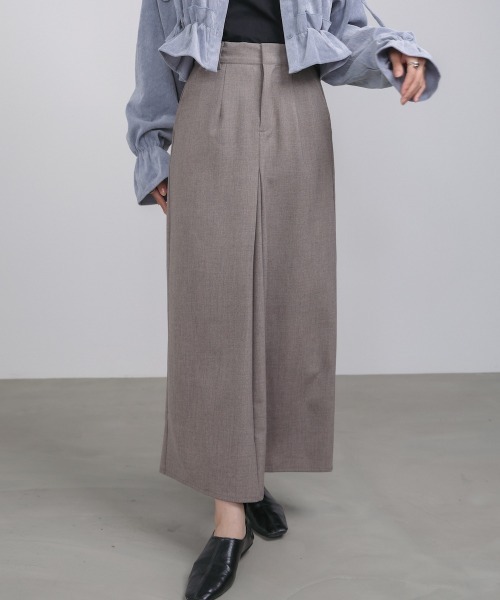 Bab（バブ）の「【S・Mサイズ展開】フロントタックＩラインスカート　セットアップ対応（スカート・レディース・チャコールグレー/A/モカ・S/M）」の3枚目の写真