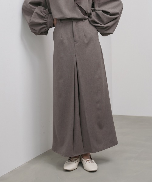 Bab（バブ）の「【S・Mサイズ展開】フロントタックＩラインスカート　セットアップ対応（スカート・レディース・チャコールグレー/A/モカ・S/M）」の6枚目の写真