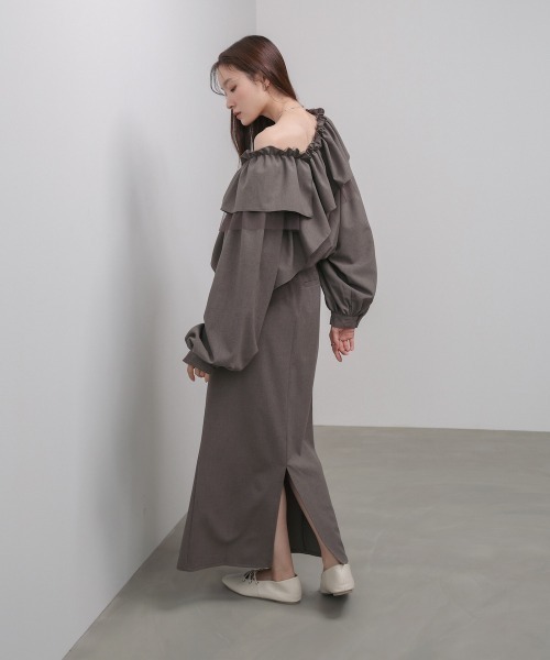 Bab（バブ）の「【S・Mサイズ展開】フロントタックＩラインスカート　セットアップ対応（スカート・レディース・チャコールグレー/A/モカ・S/M）」の11枚目の写真