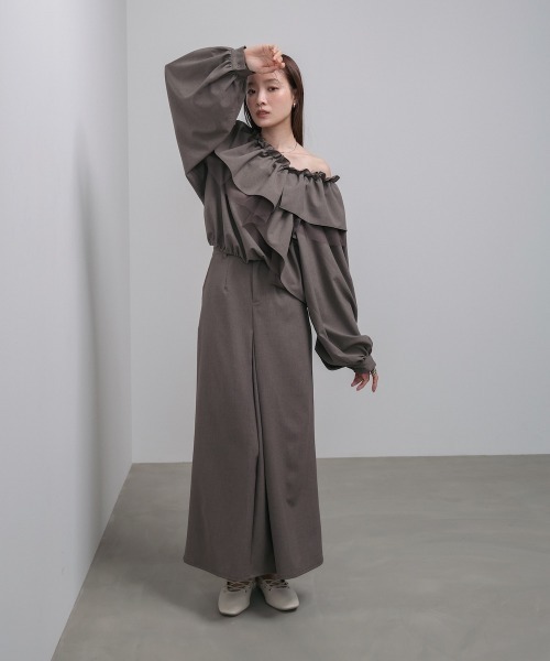 Bab（バブ）の「【S・Mサイズ展開】フロントタックＩラインスカート　セットアップ対応（スカート・レディース・チャコールグレー/A/モカ・S/M）」の14枚目の写真