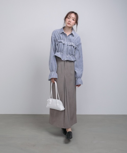 Bab（バブ）の「【S・Mサイズ展開】フロントタックＩラインスカート　セットアップ対応（スカート・レディース・チャコールグレー/A/モカ・S/M）」の17枚目の写真