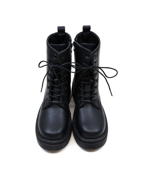 VIVIAN（ヴィヴィアン）の「晴雨兼用 厚底レースアップワークブーツ（ブーツ・レディース・ダークブラウン/ブラック・S/M/L/LL）」の7枚目の写真