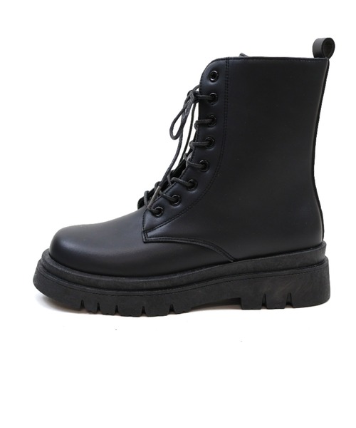 VIVIAN（ヴィヴィアン）の「晴雨兼用 厚底レースアップワークブーツ（ブーツ・レディース・ダークブラウン/ブラック・S/M/L/LL）」の13枚目の写真