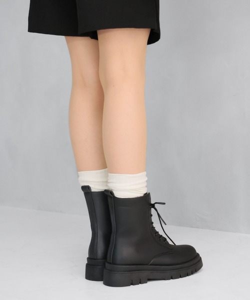 VIVIAN（ヴィヴィアン）の「晴雨兼用 厚底レースアップワークブーツ（ブーツ・レディース・ダークブラウン/ブラック・S/M/L/LL）」の9枚目の写真
