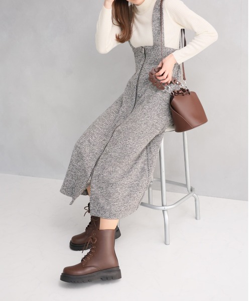 VIVIAN（ヴィヴィアン）の「晴雨兼用 厚底レースアップワークブーツ（ブーツ・レディース・ダークブラウン/ブラック・S/M/L/LL）」の21枚目の写真