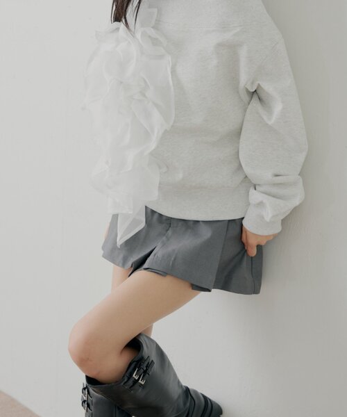 Chico（チコ）の「ボックスプリーツレイヤードスカパン（スカート・レディース・グレー系その他2/ブラック/グレー・FREE）」の4枚目の写真