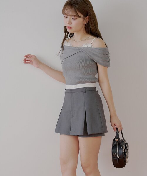 Chico（チコ）の「ボックスプリーツレイヤードスカパン（スカート・レディース・グレー系その他2/ブラック/グレー・FREE）」の8枚目の写真