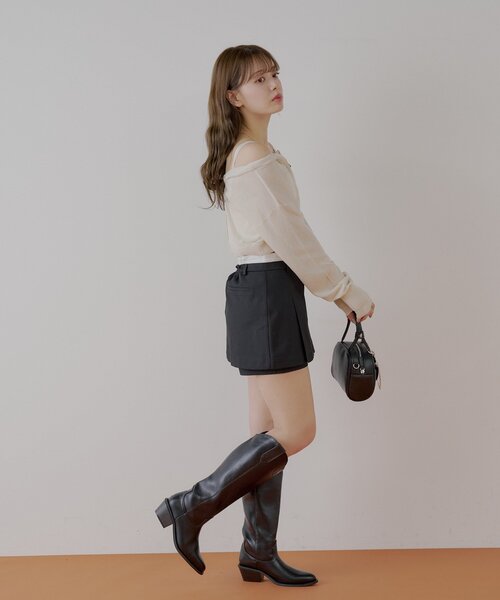 Chico（チコ）の「ボックスプリーツレイヤードスカパン（スカート・レディース・グレー系その他2/ブラック/グレー・FREE）」の14枚目の写真