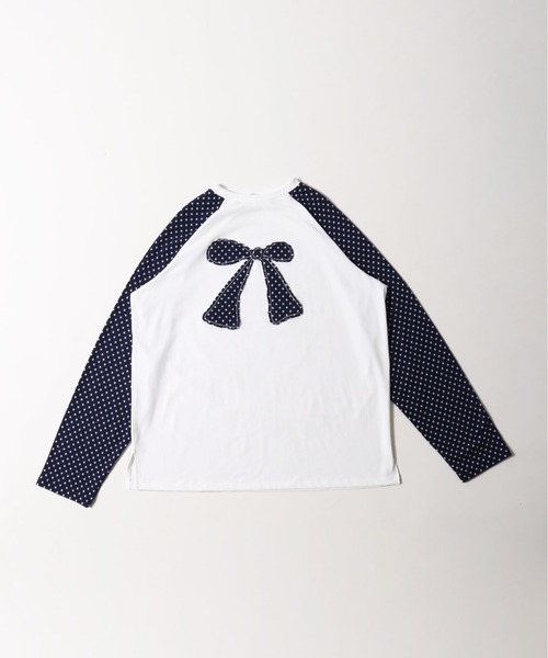 WC(ダブル シー)の「《セットアップ対象★》ドットラグランパッチワークロンT(Tシャツ/カットソー・レディース・グレー/ネイビー・FREE)」の22枚目の写真