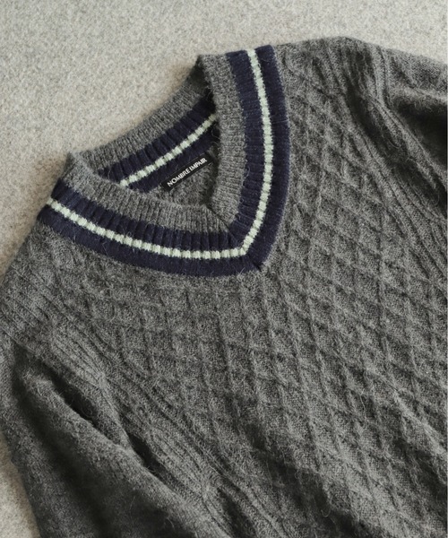 NOMBRE IMPAIR(ノンブルアンペール)の「ウールアルパカケーブル チルデンP/O(ニット/セーター・レディース・レッド/チャコールグレー・FREE)」の12枚目の写真