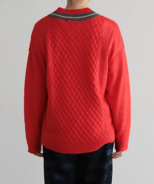 NOMBRE IMPAIR(ノンブルアンペール)の「ウールアルパカケーブル チルデンP/O(ニット/セーター・レディース・レッド/チャコールグレー・FREE)」の19枚目の写真