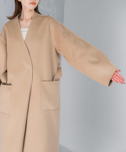 URBAN RESEARCH ROSSO WOMEN（アーバンリサーチ　ロッソ）の「カラーレスリバーロングコート（その他アウター・レディース・ライトベージュ/チャコールグレー・FREE）」の13枚目の写真