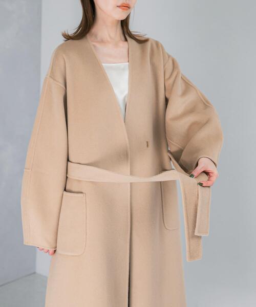 URBAN RESEARCH ROSSO WOMEN（アーバンリサーチ　ロッソ）の「カラーレスリバーロングコート（その他アウター・レディース・ライトベージュ/チャコールグレー・FREE）」の14枚目の写真