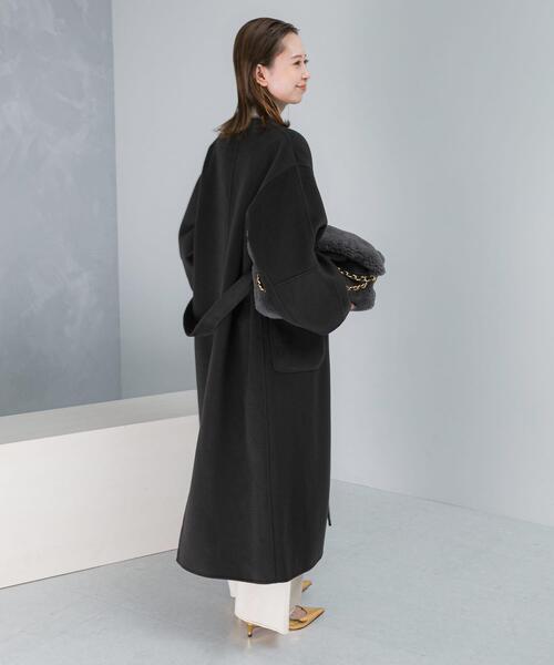 ⭐︎専用⭐︎ ラディエイト 刺繍入りロングコート 黒 rienda（リエンダ）の「フェイクスエードスタンドカラーロングコート