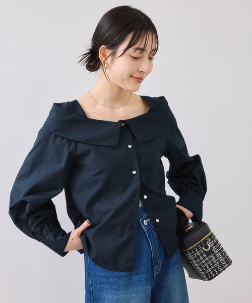 VIS（ビス）の「オフショルライクロングスリーブブラウス/イージーケア（シャツ/ブラウス・レディース・ネイビー/ホワイト系その他/ブルー系その他4・FREE）」の3枚目の写真