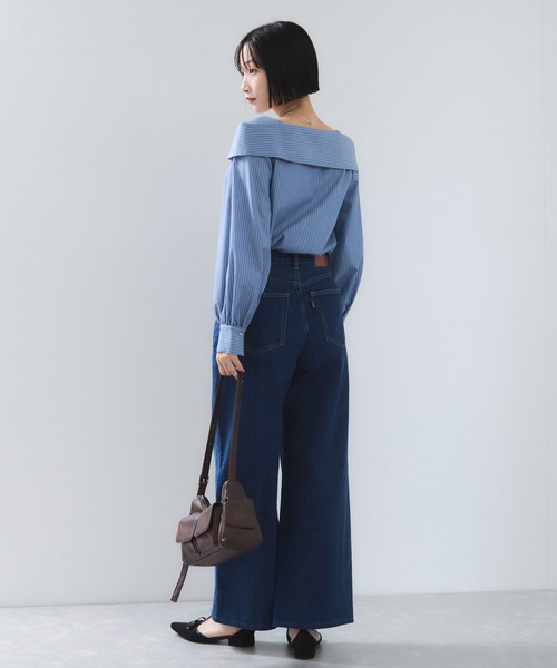 VIS（ビス）の「オフショルライクロングスリーブブラウス/イージーケア（シャツ/ブラウス・レディース・ネイビー/ホワイト系その他/ブルー系その他4・FREE）」の11枚目の写真