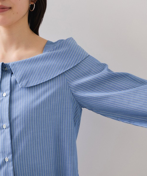 VIS（ビス）の「オフショルライクロングスリーブブラウス/イージーケア（シャツ/ブラウス・レディース・ネイビー/ホワイト系その他/ブルー系その他4・FREE）」の20枚目の写真