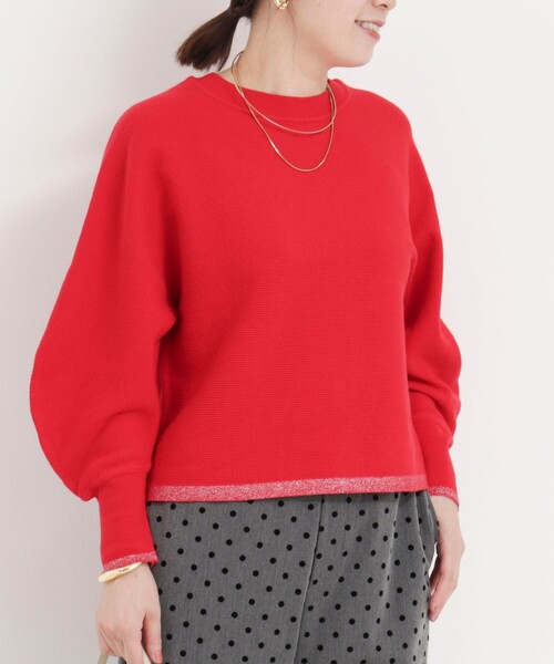 MICO COULIER(ミコクリエ)の「ウォッシャブルバナナスリーブ クルーネックプルオーバー(ニット/セーター・レディース・ブルー/グレー/キナリ/レッド・38)」の1枚目の写真