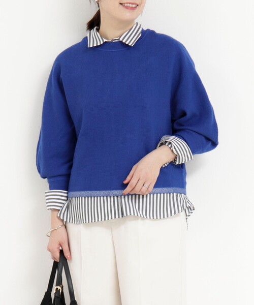 MICO COULIER(ミコクリエ)の「ウォッシャブルバナナスリーブ クルーネックプルオーバー(ニット/セーター・レディース・ブルー/グレー/キナリ/レッド・38)」の6枚目の写真