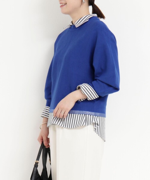 MICO COULIER(ミコクリエ)の「ウォッシャブルバナナスリーブ クルーネックプルオーバー(ニット/セーター・レディース・ブルー/グレー/キナリ/レッド・38)」の8枚目の写真