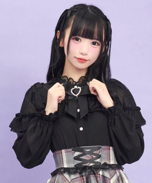 Secret Honey(シークレットハニー)の「ショルダーリボンブラウス(シャツ/ブラウス・レディース・オフホワイト/グレー/ブラック・MEDIUM)」の3枚目の写真