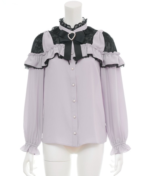 Secret Honey(シークレットハニー)の「ショルダーリボンブラウス(シャツ/ブラウス・レディース・オフホワイト/グレー/ブラック・MEDIUM)」の14枚目の写真