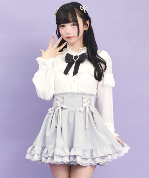 Secret Honey(シークレットハニー)の「ショルダーリボンブラウス(シャツ/ブラウス・レディース・オフホワイト/グレー/ブラック・MEDIUM)」の5枚目の写真