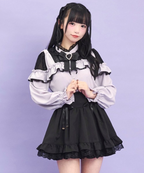 Secret Honey(シークレットハニー)の「ショルダーリボンブラウス(シャツ/ブラウス・レディース・オフホワイト/グレー/ブラック・MEDIUM)」の9枚目の写真