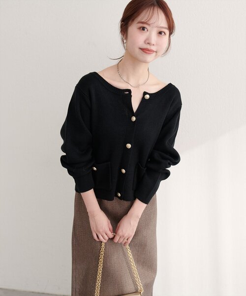 natural couture(ナチュラルクチュール)の「【WEB限定】ボタンポケットカーディガン(カーディガン/ボレロ・レディース・ベージュ/ボルドー/オフホワイト/ブラック/サックスブルー・FREE)」の14枚目の写真