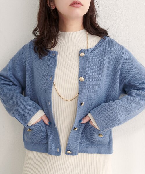 natural couture(ナチュラルクチュール)の「【WEB限定】ボタンポケットカーディガン(カーディガン/ボレロ・レディース・ベージュ/ボルドー/オフホワイト/ブラック/サックスブルー・FREE)」の16枚目の写真