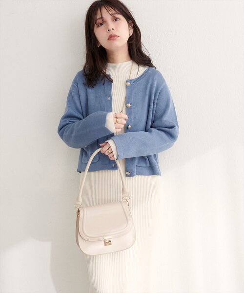 natural couture(ナチュラルクチュール)の「【WEB限定】ボタンポケットカーディガン(カーディガン/ボレロ・レディース・ベージュ/ボルドー/オフホワイト/ブラック/サックスブルー・FREE)」の18枚目の写真