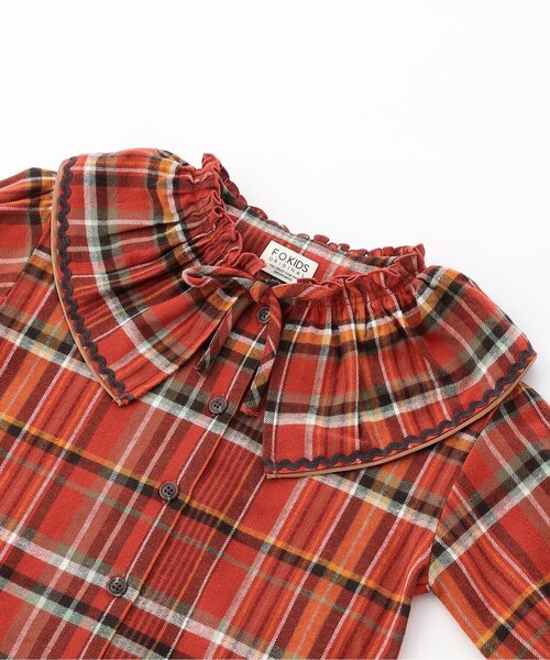 F.O.KIDS（エフオーキッズ）の「【ジュニア対応】Girls　先染めチェックシャツ（シャツ/ブラウス・キッズ・パープル/レッド・100/90/80/110/140/130/120）」の5枚目の写真
