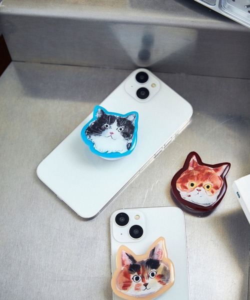 studio CLIP（スタディオクリップ）の「スマホグリップ[うちの猫博]（スマホグッズ・レディース・ベージュ/レッド/ブルー・FREE）」の3枚目の写真